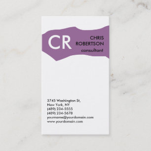 Monogram Black White Purple Business Card