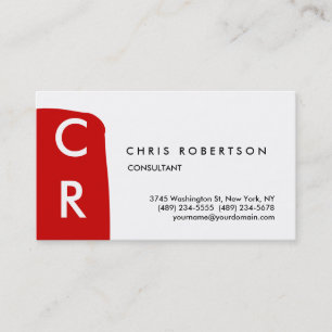 Monogram Black White Red Pattern Business Card