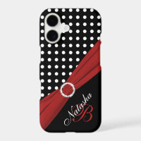 Monogram Black White Red Polka Dots iPhone 11 case