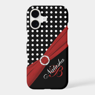 Monogram Black White Red Polka Dots iPhone 7 Case