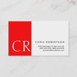 Monogram Black White Red Stripe Business Card