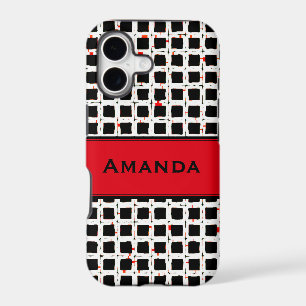 Monogram Black White Red Trendy Elegant Pattern