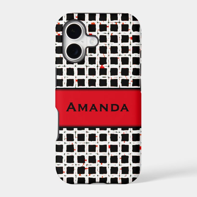 Monogram Black White Red Trendy Elegant Pattern (Back)