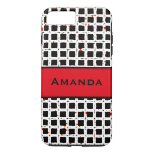 Monogram Black White Red Trendy Elegant Pattern iPhone 8 Plus/7 Plus Case