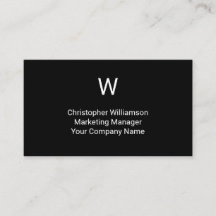 Monogram Black White Simple Minimalist Masculine Business Card