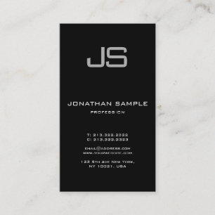 Monogram Black White Sleek Plain Fashionable Business Card