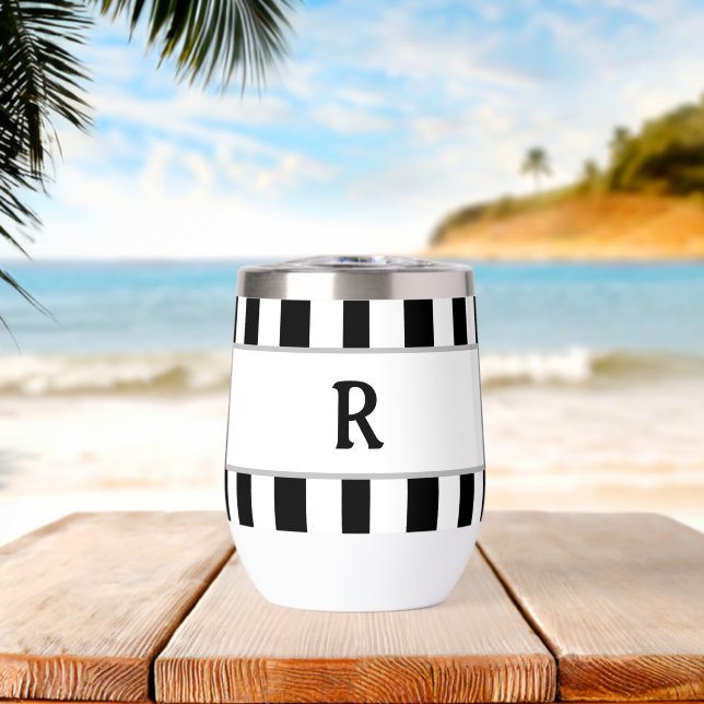 Monogram Black White Stripes (Beach (Rotated))
