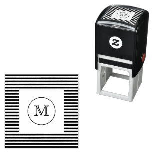 Monogram Black & White Stripes Self-inking Stamp
