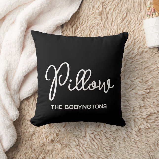 Monogram black white typography calligraphy funny  cushion (Blanket)