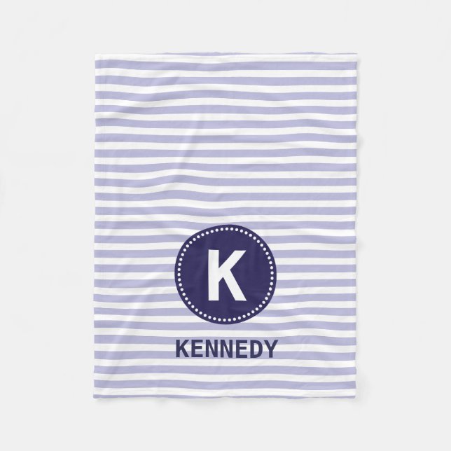 Monogram Blanket Purple Stripes and Navy Blue (Front)