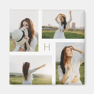 Monogram Blocks Editable Colour Photo Magnet