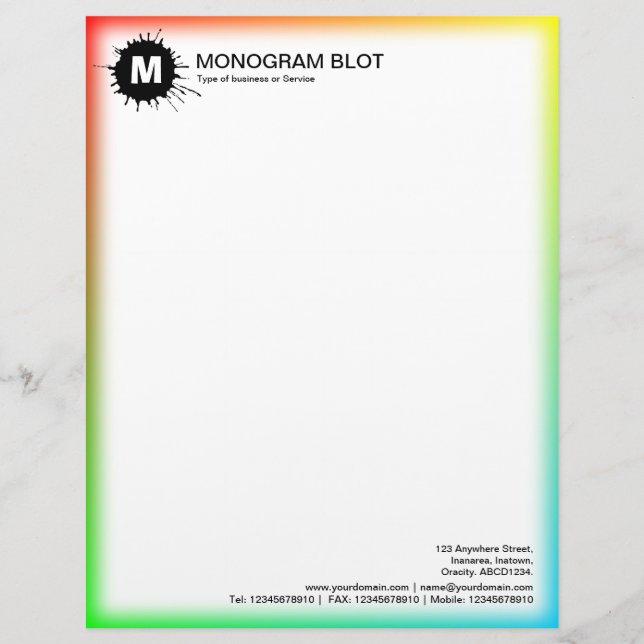 Monogram Blot - Black - Colour Edge Custom Letterhead (Front)