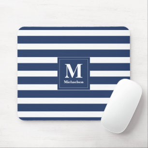 Monogram Blue and White Stripes Mouse Mat