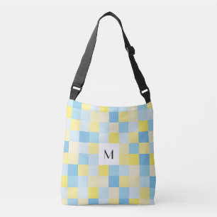 Monogram Blue and Yellow Squares Cross Body Bag
