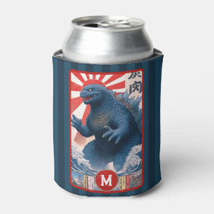Monogram Blue Asian Lizard Monster Bold Retro Cool Can Cooler
