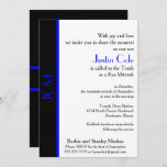 Monogram Blue Black Bar Mitzvah Invitation<br><div class="desc">Blue and black Monogram Bar Mitzvah invitation with RSVP information. Personalise with Bar Mitzvah name,  address,  and date information and RSVP using the easy templates. Font colour,  font style,  and font size are customisable. Classic and chic,  the perfect Bar Mitzvah invitation.</div>