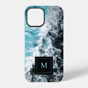 Monogram Blue Black Ocean Waves Hawaii iPhone 12 Case