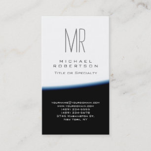 Monogram Blue Black White Chubby Business Card