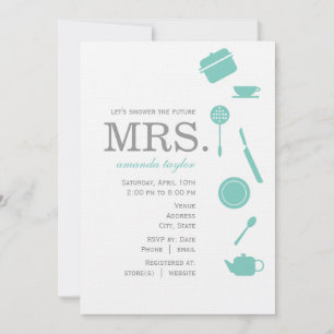 Monogram Blue Bridal Shower Invitations