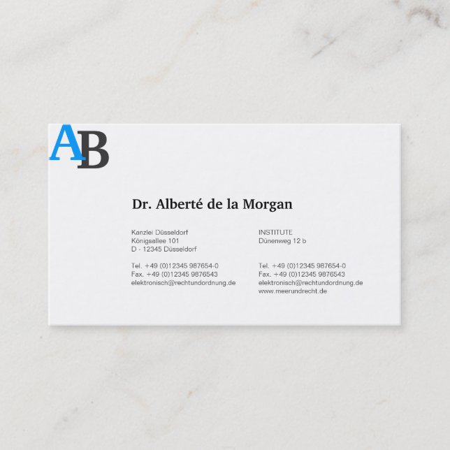 Monogram Blue Business Card (Front)