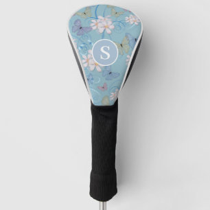 Monogram Blue Butterfly Floral Botanical Golf Head Cover