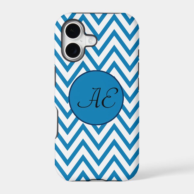 Monogram Blue Chevron Modern (Back)
