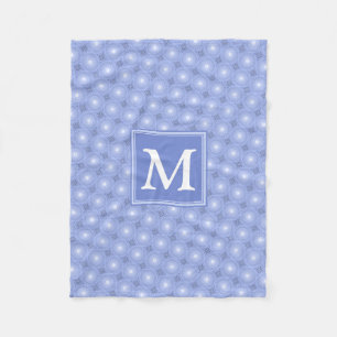 Monogram blue circles pattern fleece blanket