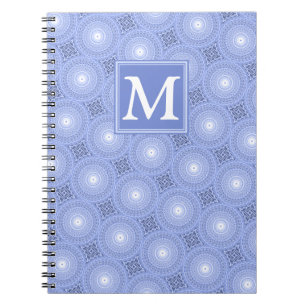Monogram blue circles pattern notebook