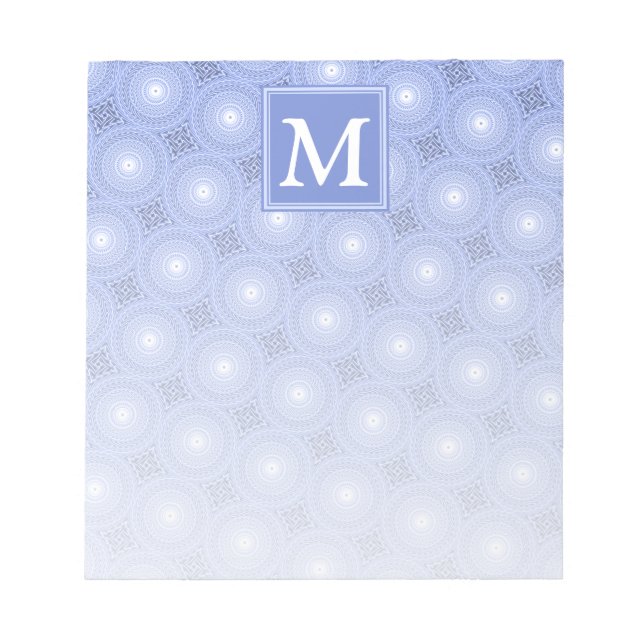 Monogram blue circles pattern notepad (Front)
