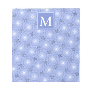 Monogram blue circles pattern notepad