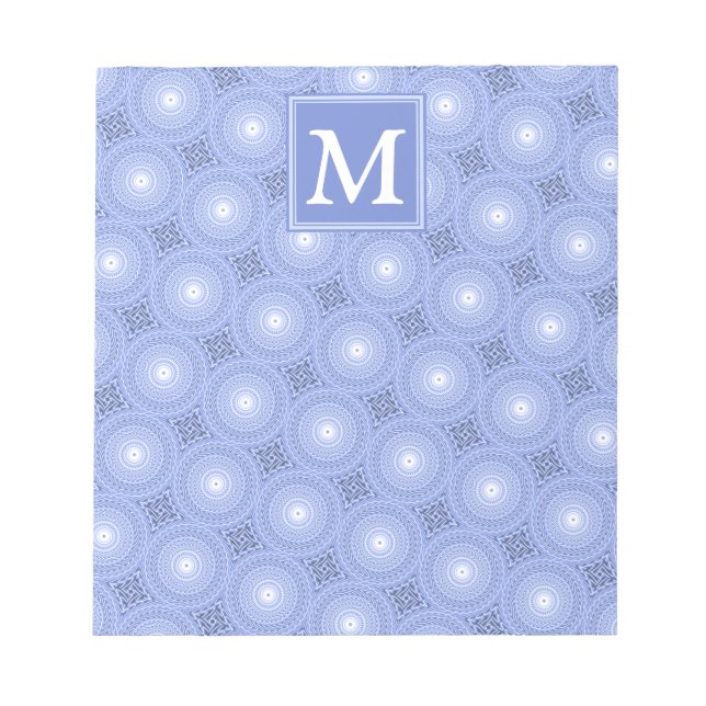 Monogram blue circles pattern notepad (Front)
