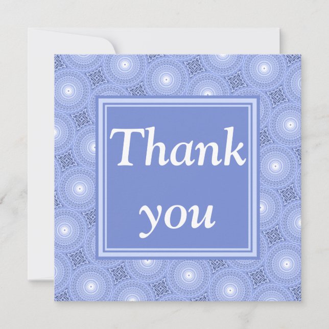 Monogram blue circles pattern thank you card (Front)