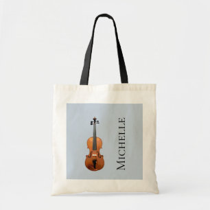 Monogram Blue Classical Music Violin Tote Bag