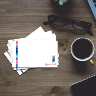 Monogram blue coral letter I notes