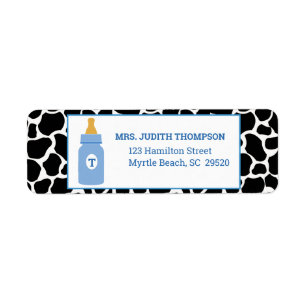 Monogram Blue Cowprint Milk a Holic Address Label