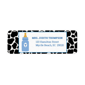 Monogram Blue Cowprint Milk a Holic Address Label