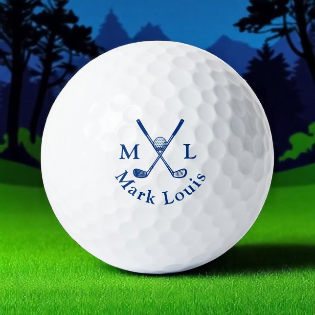 Monogram . blue crossed clubs golf balls (Creator Uploaded)