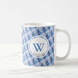 Monogram Blue Custom CROSS Jesus is Lord EASTER Coffee Mug