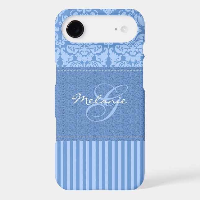 Monogram Blue Damask Stripe iPhone 5 Vibe Case Case For The iPhone 5 (Back)