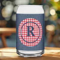 Monogram | Blue Denim, Red White Circle Frame