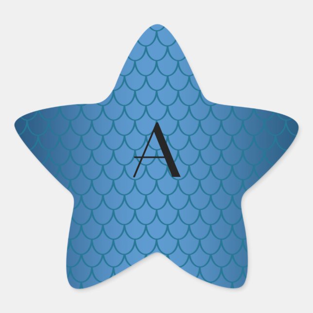 Monogram blue dragon scales star sticker (Front)