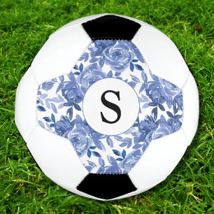 Monogram Blue Floral Pattern Football
