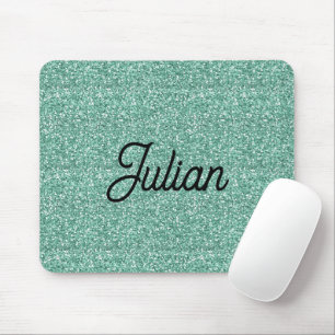 Monogram blue glitter sparkle mouse mat