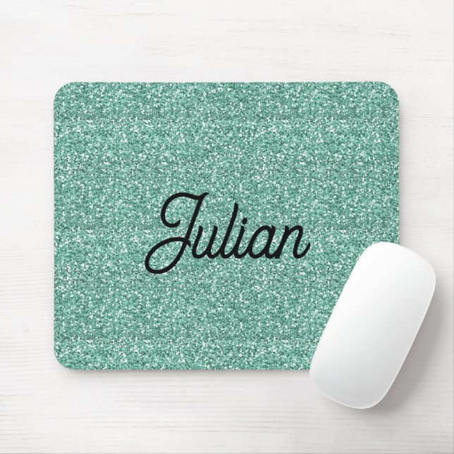 Monogram blue glitter sparkle mouse mat (With Mouse)