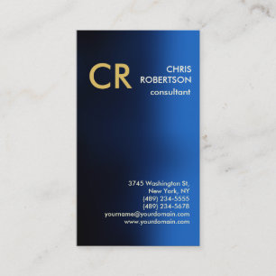 Monogram Blue Gold Business Card