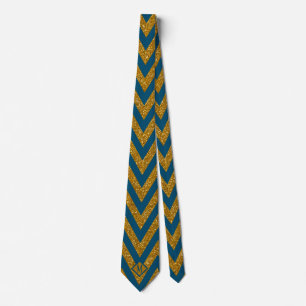 Monogram Blue & Gold Glitter Pattern Design Men Tie