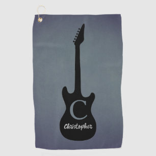 Monogram Blue Gray Electric Guitar Golf Towel
