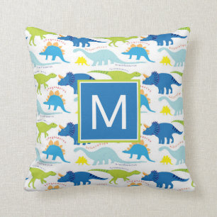 Monogram   Blue & Green Dinosaurs Cushion