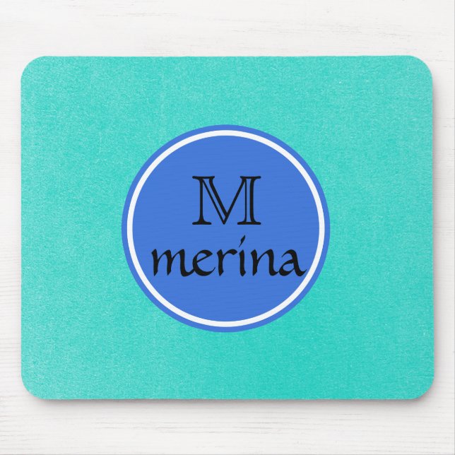 Monogram Blue Green Gold Circle Mouse Mat (Front)