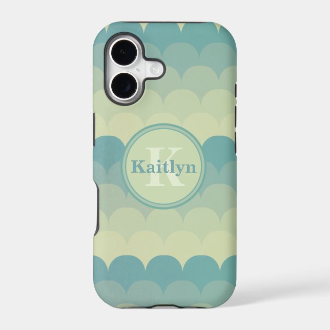 Monogram Blue Green Wave Pattern (Back)